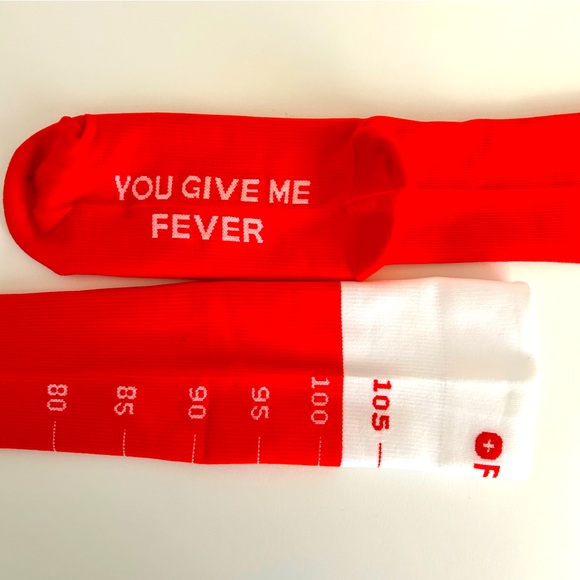 FIGS NWT YOU GIVE ME FEVER Compression Socks Small Red White Thermometer - Picture 1 of 5